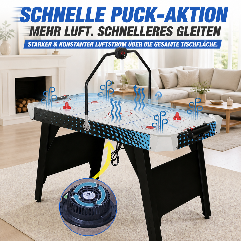 Hyner Airhockey Tisch 137cm Air Hockey Spieltisch Luftkissen Punktetafel Ultra-schnelles Gleiten, integrierte Punktetafel, robuste Holzwerkstoffe, dynamisches Spiel, ideal für Familie