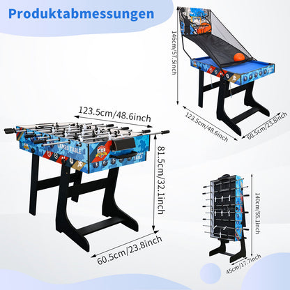 Mesa multifunción plegable 5 en 1 Hyner (123 cm) – Futbolín / Hockey de aire / Billar / Tenis de mesa / Baloncesto