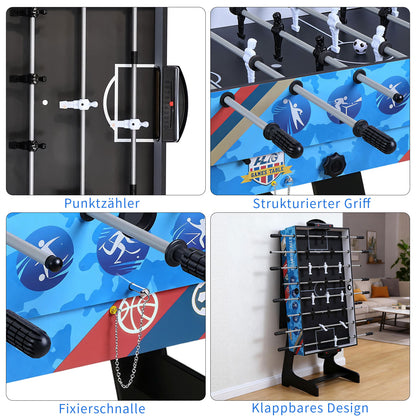 Mesa multifunción plegable 5 en 1 Hyner (123 cm) – Futbolín / Hockey de aire / Billar / Tenis de mesa / Baloncesto