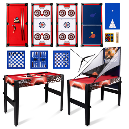 Hyner 14-in-1 Multifunktionstisch 122cm – Billard, Tischtennis, Air Hockey, Schach & mehr