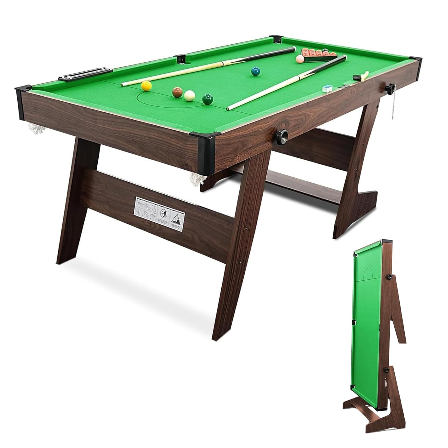 Hyner Klappbarer Billardtisch 183cm, Platzsparender Pool Tisch mit Zubehör