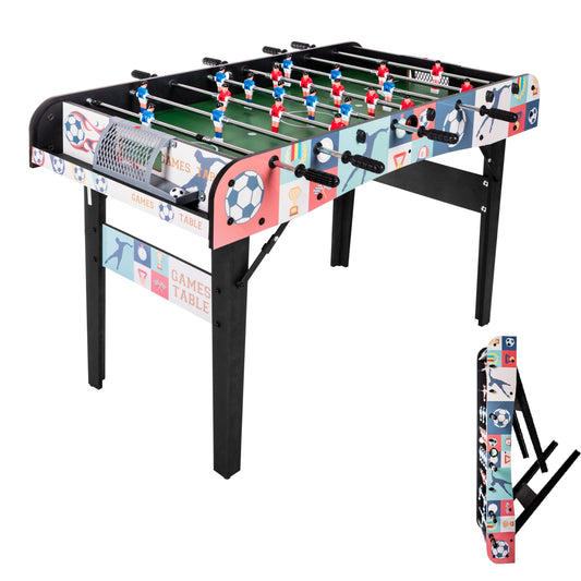 Hyner Tischfußball 121cm Klappbar, Kickertisch mit Teleskopstangen, Indoor Robuste Holzwerkstoffe, einfache Montage, flüssige Spielzüge, platzsparendes Design, ideal für Familie & Erwachsene