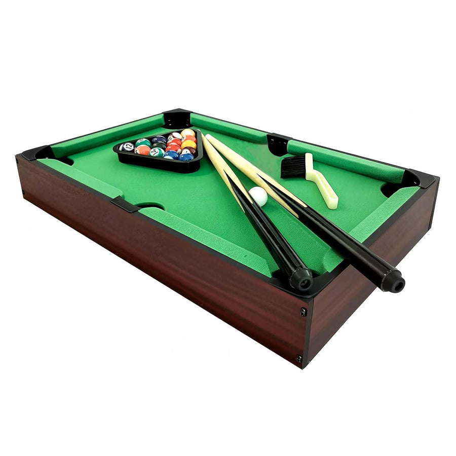Hyner Mini Billardtisch 52 cm – Tragbarer Holz-Tischbillard-Set für Kinder & Erwachsene – Inkl. 16 Bällen, 2 Queue & Dreieck