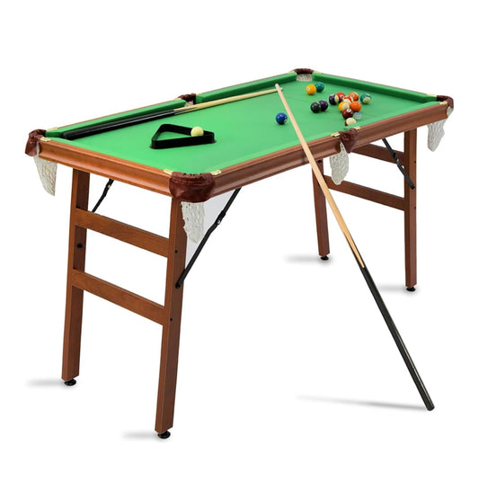 Hyner Klappbarer Billardtisch 140cm, Snooker Tisch mit Zubehör Sofort einsatzbereit, mühelos verschiebbar, robuste Holzwerkstoffe, platzsparendes Design, ideal für Familie