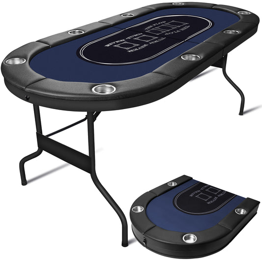Hyner Pokertisch 182cm Klappbar, 8 Personen Poker Tisch mit Becherhalter Komfortable Armlehnen, stabiler Stahlrahmen, platzsparend verstaubar, keine Montage nötig, ideal für Pokerabende