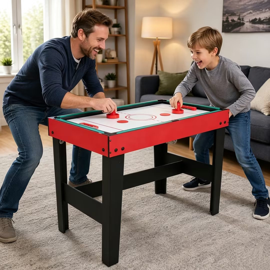 Hyner 4 in 1 Spieltisch Kompakt, Billard & Tischfußball mit Zubehör Inkl. Hockey & Tischtennis，Leicht & handlich verschiebbar，Ideal für Indoor & Familienabende