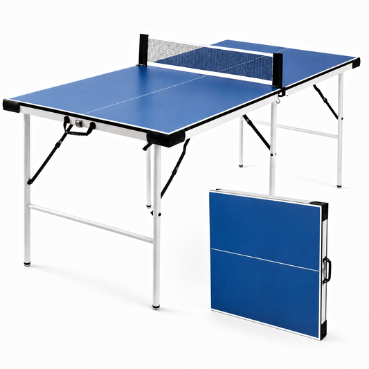 Hyner Tischtennisplatte 169cm Outdoor, Tischtennistisch Faltbar mit 6 Stützbeinen und Metallrahmen, Vormontierter Freizeitstisch Platte Stabil, Kompakte Sportplatte für Garten Terrasse Balkon