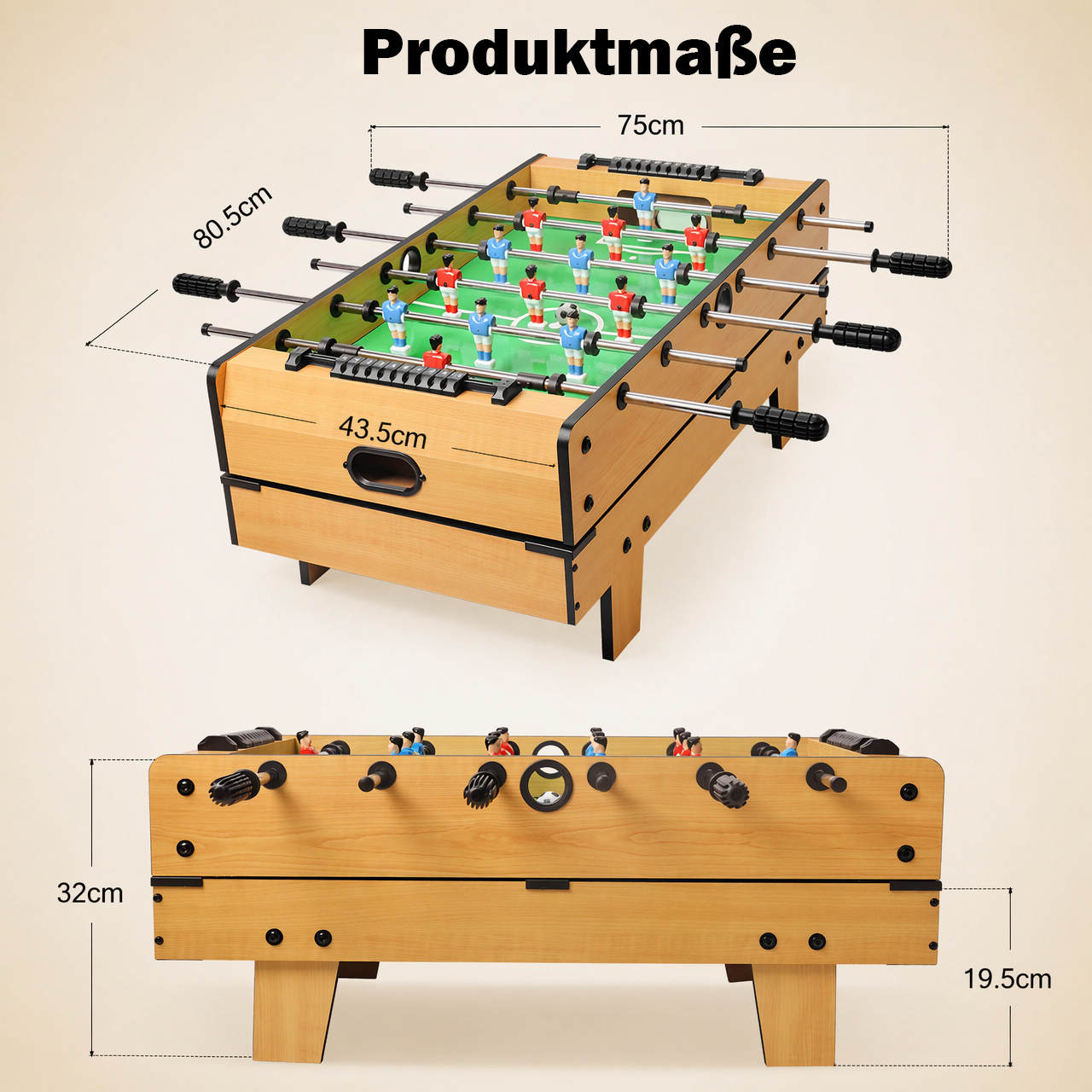 Hyner 4in1 Multifunktionstisch,Tischfußball,Billard,Hockey,Tischtennis Multifunktionale Spieltische,Tischfußballtische,Kickertisch,Multifunktionaler,kompakte Aufbewahrung,platzsparend
