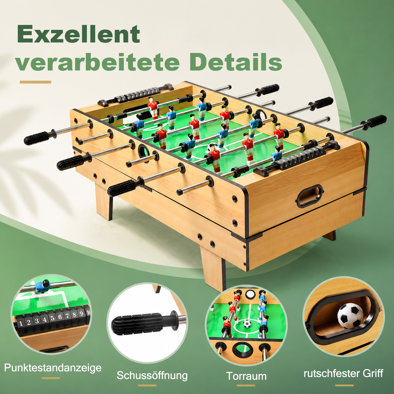 Hyner 4in1 Multifunktionstisch,Tischfußball,Billard,Hockey,Tischtennis Multifunktionale Spieltische,Tischfußballtische,Kickertisch,Multifunktionaler,kompakte Aufbewahrung,platzsparend