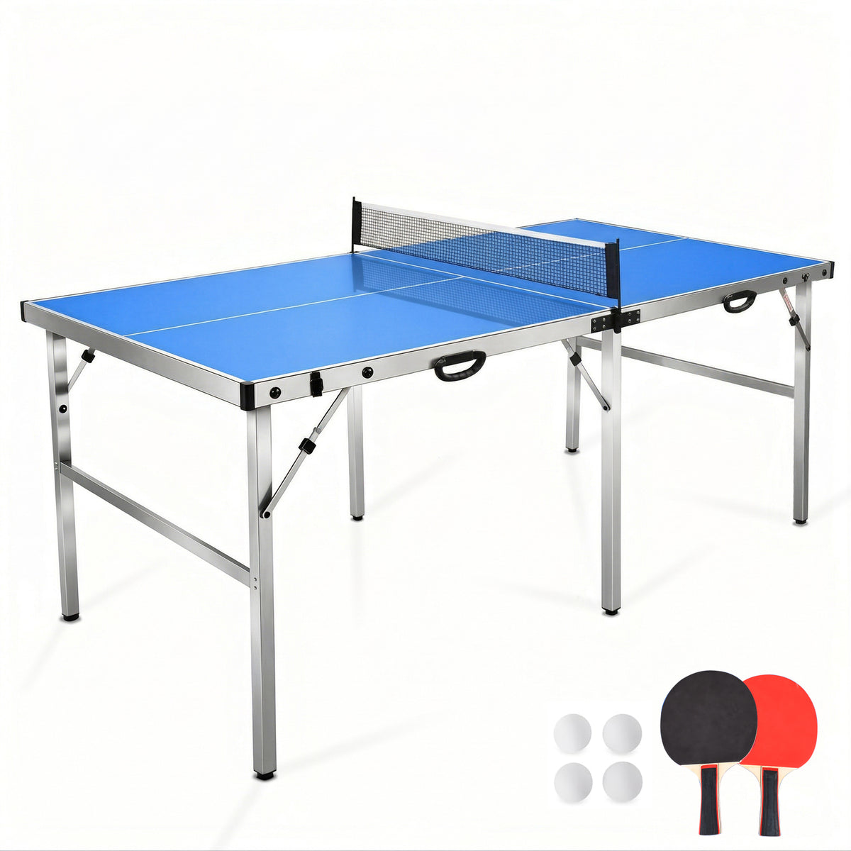 Hyner Klappbarer Tischtennistisch 182cm – Wetterfest, mit Griff, Netz, 2 Schlägern & Bällen