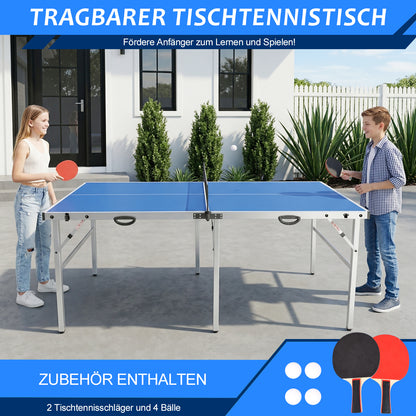 Hyner Klappbarer Tischtennistisch 182cm – Wetterfest, mit Griff, Netz, 2 Schlägern & Bällen