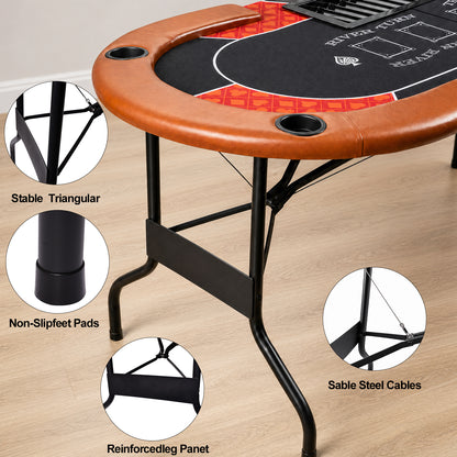 Hyner Klappbarer Pokertisch 182cm – Ovaler Poker Tisch für 6–8 Personen mit Chipablage