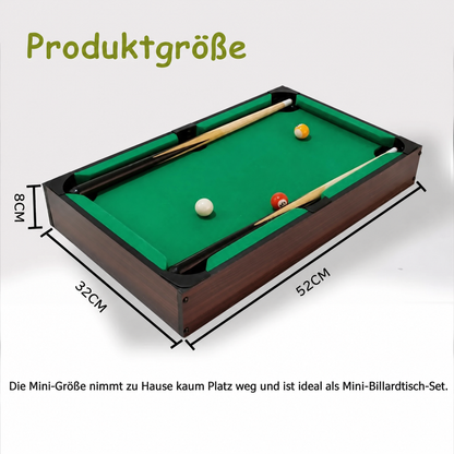 Hyner Mini Billardtisch 52 cm – Tragbarer Holz-Tischbillard-Set für Kinder & Erwachsene – Inkl. 16 Bällen, 2 Queue & Dreieck