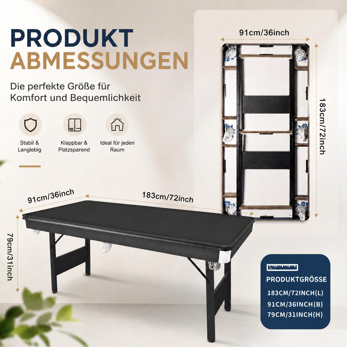 Hyner Billardtisch Klappbar, Pool Billardtisch, Snooker, Multifunktionstisch Spieltisch mit Zubehör, Geeignet für Zuhause.
