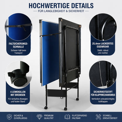 Hyner 206cm Tischtennistisch – Klappbar mit Rollen, Einzelspielmodus für Indoor & Outdoor