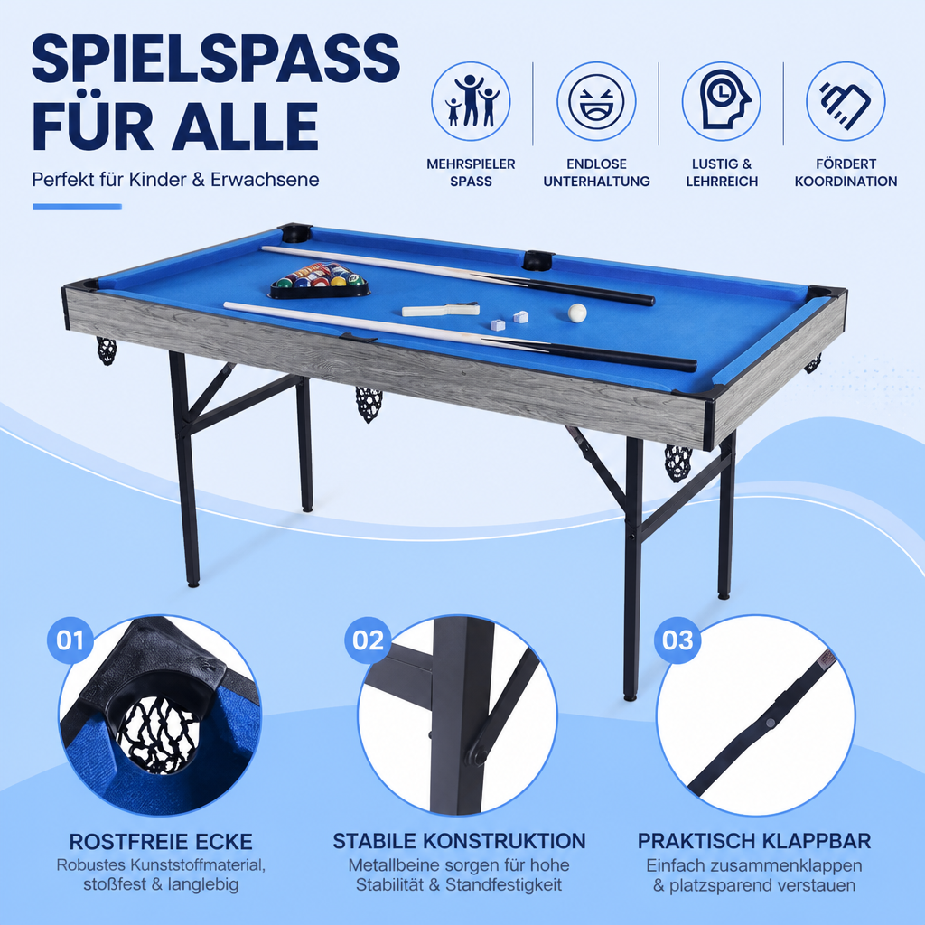 Hyner Multifunktions-Spieltisch 5 in 1 Klappbar mit Komplett-Zubehör, Multi-Game Tisch Billard, Tischtennis, Air Hockey, Bowling & Shuffleboard, Platzsparender Indoor Spieltisch für Wohnzimmer