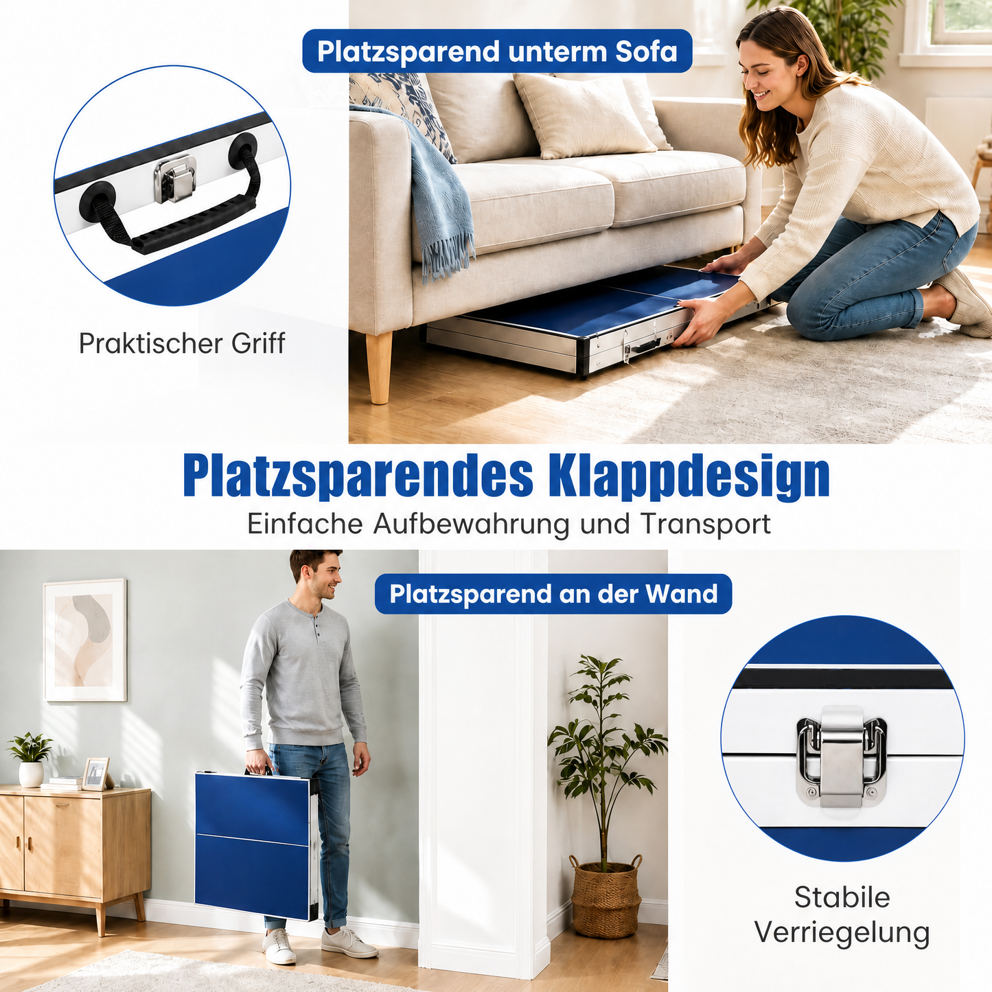 Hyner Tischtennisplatte 169cm Outdoor, Tischtennistisch Faltbar mit 6 Stützbeinen und Metallrahmen, Vormontierter Freizeitstisch Platte Stabil, Kompakte Sportplatte für Garten Terrasse Balkon