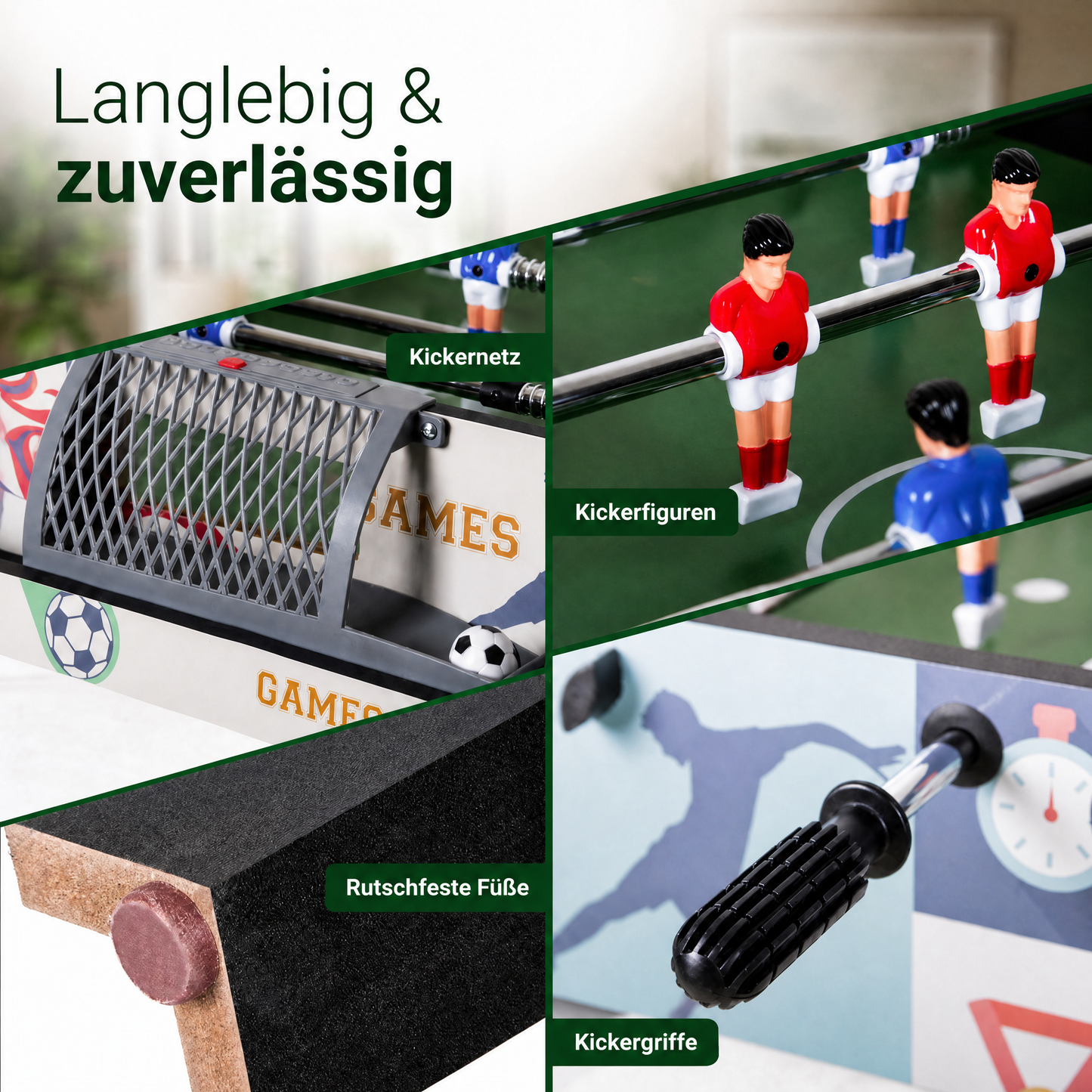 Hyner Tischfußball 121cm Klappbar, Kickertisch mit Teleskopstangen, Indoor Robuste Holzwerkstoffe, einfache Montage, flüssige Spielzüge, platzsparendes Design, ideal für Familie & Erwachsene