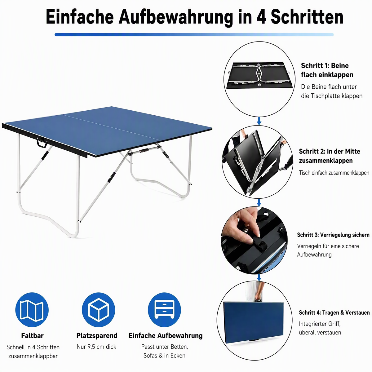 Hyner Tischtennisplatte 274cm – Klappbar & Tragbar mit Netzset – Schneller Aufbau – Indoor & Outdoor