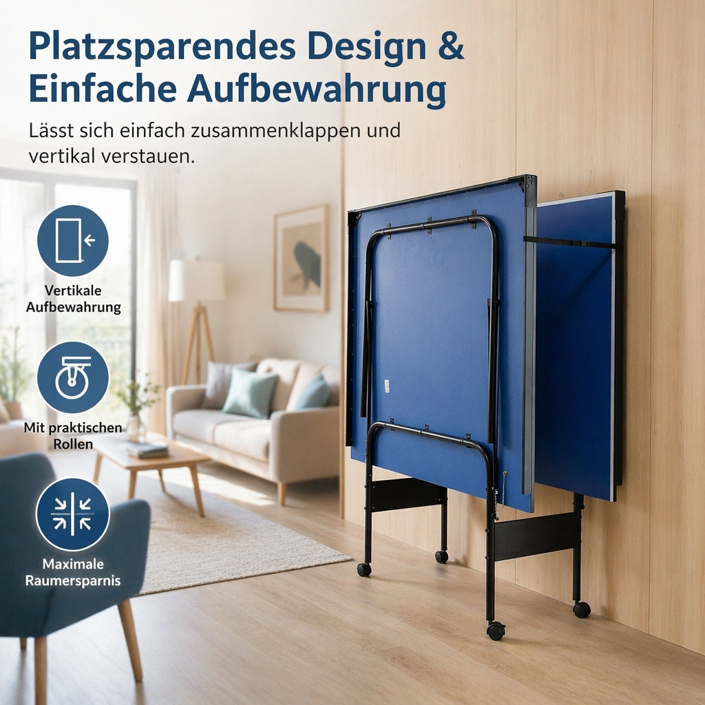 Hyner Tischtennisplatte 206cm Indoor & Outdoor, Tischtennistisch Klappbar mit Rollen, Stabile & Handliche Ping Pong Platte, Freizeitstisch mit Einzelspielmodus für Garten Terrasse Wohnzimmer