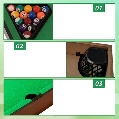 Hyner Mini Billardtisch 52 cm – Tragbarer Holz-Tischbillard-Set für Kinder & Erwachsene – Inkl. 16 Bällen, 2 Queue & Dreieck