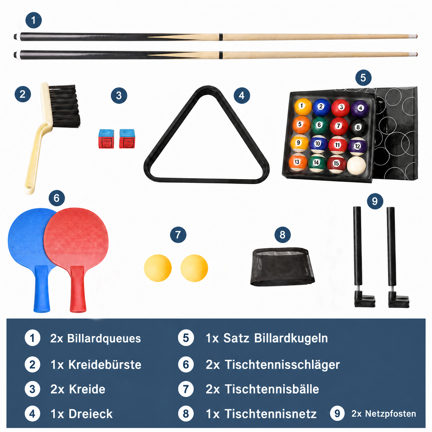 Hyner Billardtisch Klappbar, Pool Billardtisch, Snooker, Multifunktionstisch Spieltisch mit Zubehör, Geeignet für Zuhause.