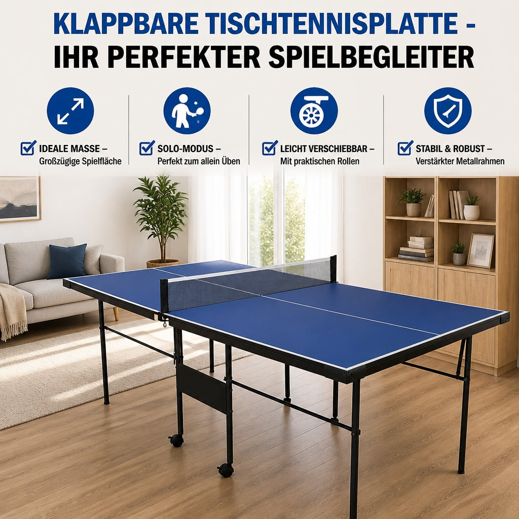 Hyner Tischtennisplatte 206cm Indoor & Outdoor, Tischtennistisch Klappbar mit Rollen, Stabile & Handliche Ping Pong Platte, Freizeitstisch mit Einzelspielmodus für Garten Terrasse Wohnzimmer