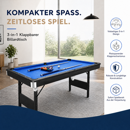 Mesa de billar plegable Hyner, mesa de billar pool, snooker, mesa multifuncional con accesorios, adecuada para el hogar.