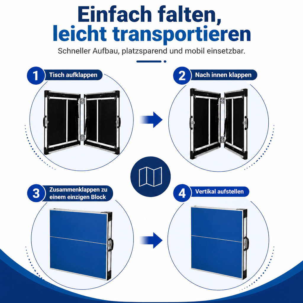 Hyner Tischtennisplatte 169cm Outdoor, Tischtennistisch Faltbar mit 6 Stützbeinen und Metallrahmen, Vormontierter Freizeitstisch Platte Stabil, Kompakte Sportplatte für Garten Terrasse Balkon
