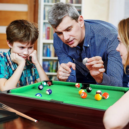 Hyner Mini Billardtisch 52 cm – Tragbarer Holz-Tischbillard-Set für Kinder & Erwachsene – Inkl. 16 Bällen, 2 Queue & Dreieck