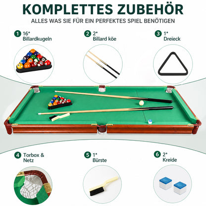 Table de billard pliable Hyner 140 cm – Compacte, prête à l'emploi & accessoires complets inclus