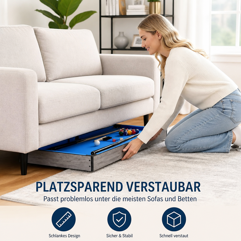 Hyner Multifunktions-Spieltisch 5 in 1 Klappbar mit Komplett-Zubehör, Multi-Game Tisch Billard, Tischtennis, Air Hockey, Bowling & Shuffleboard, Platzsparender Indoor Spieltisch für Wohnzimmer