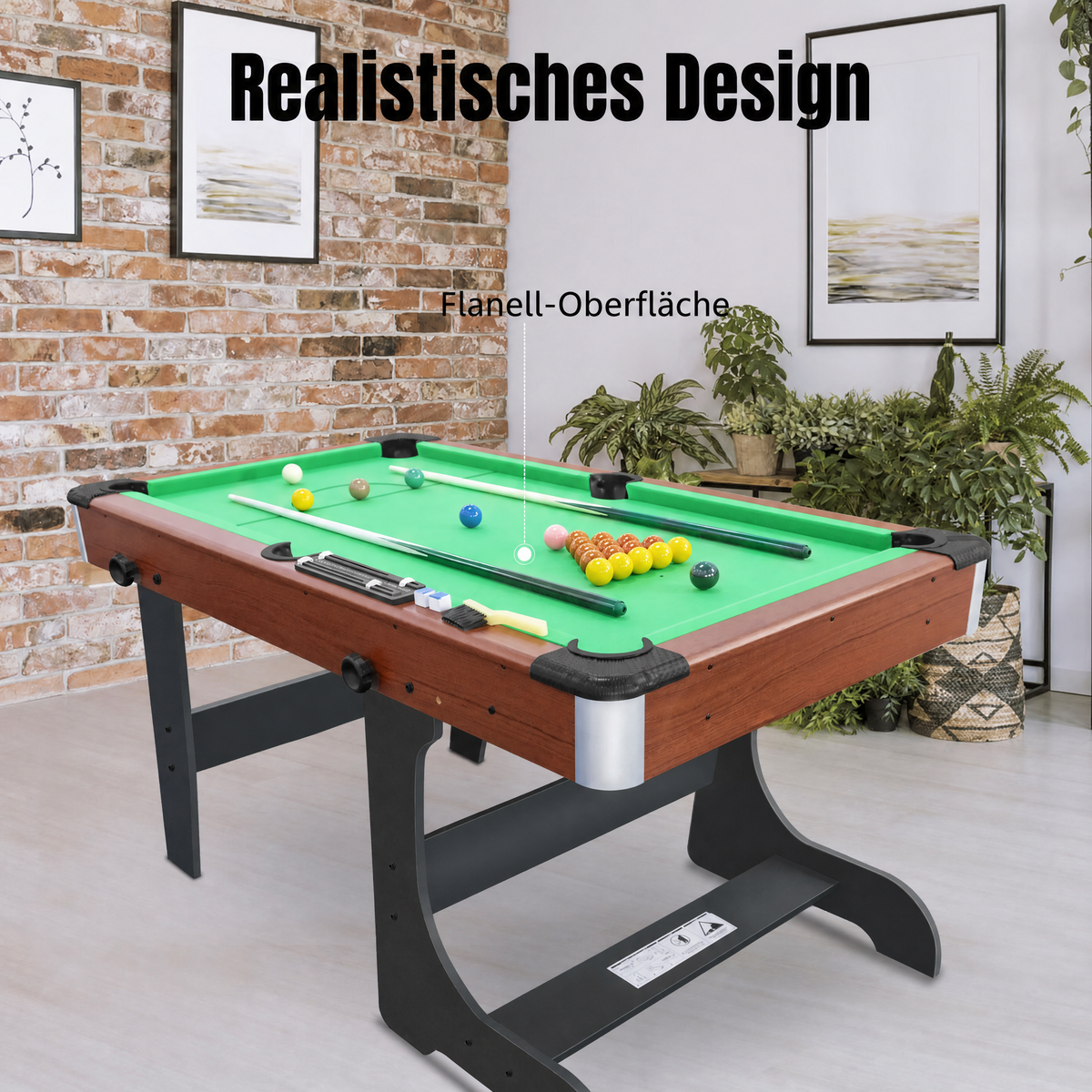 Mesa de billar plegable Hyner (154 cm) en verde – Incl. accesorios completos y construcción robusta