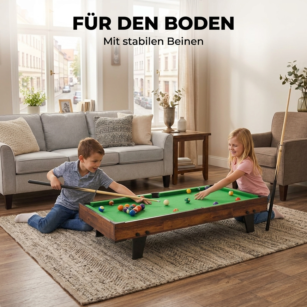 Billardtisch 120cm, Mini Pool Tisch mit Zubehör, Snooker Indoor,Hochwertige Holzwerkstoffe, leicht & mobil, platzsparendes Design, einfache Montage, ideal für Erwachsene & Familie