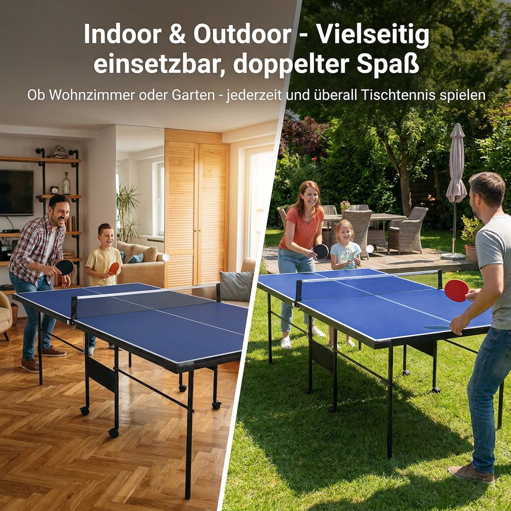 Hyner Tischtennisplatte 206cm Indoor & Outdoor, Tischtennistisch Klappbar mit Rollen, Stabile & Handliche Ping Pong Platte, Freizeitstisch mit Einzelspielmodus für Garten Terrasse Wohnzimmer