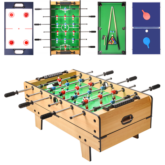 Hyner 4in1 Multifunktionstisch,Tischfußball,Billard,Hockey,Tischtennis Multifunktionale Spieltische,Tischfußballtische,Kickertisch,Multifunktionaler,kompakte Aufbewahrung,platzsparend